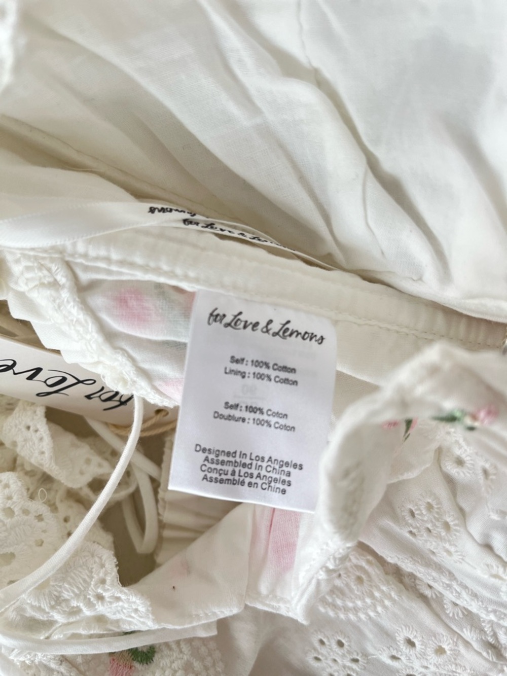 For Love & Lemons Thalia Top White Embroidered Corset Puff Sleeve Blouse S NWT - Picture 10 of 12